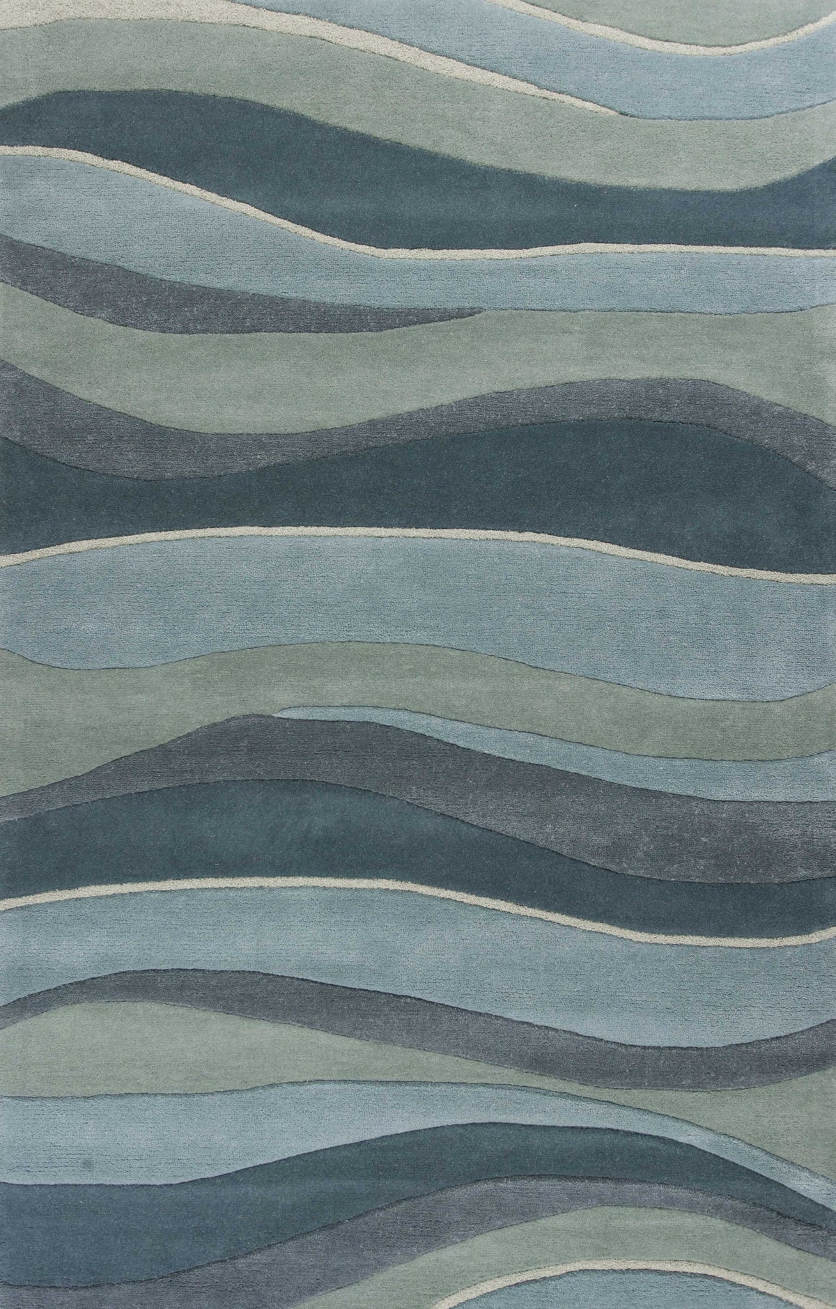 Eternity Landscapes Ocean Wool Hand-Tufted Area Rug by KAS, 8x10'