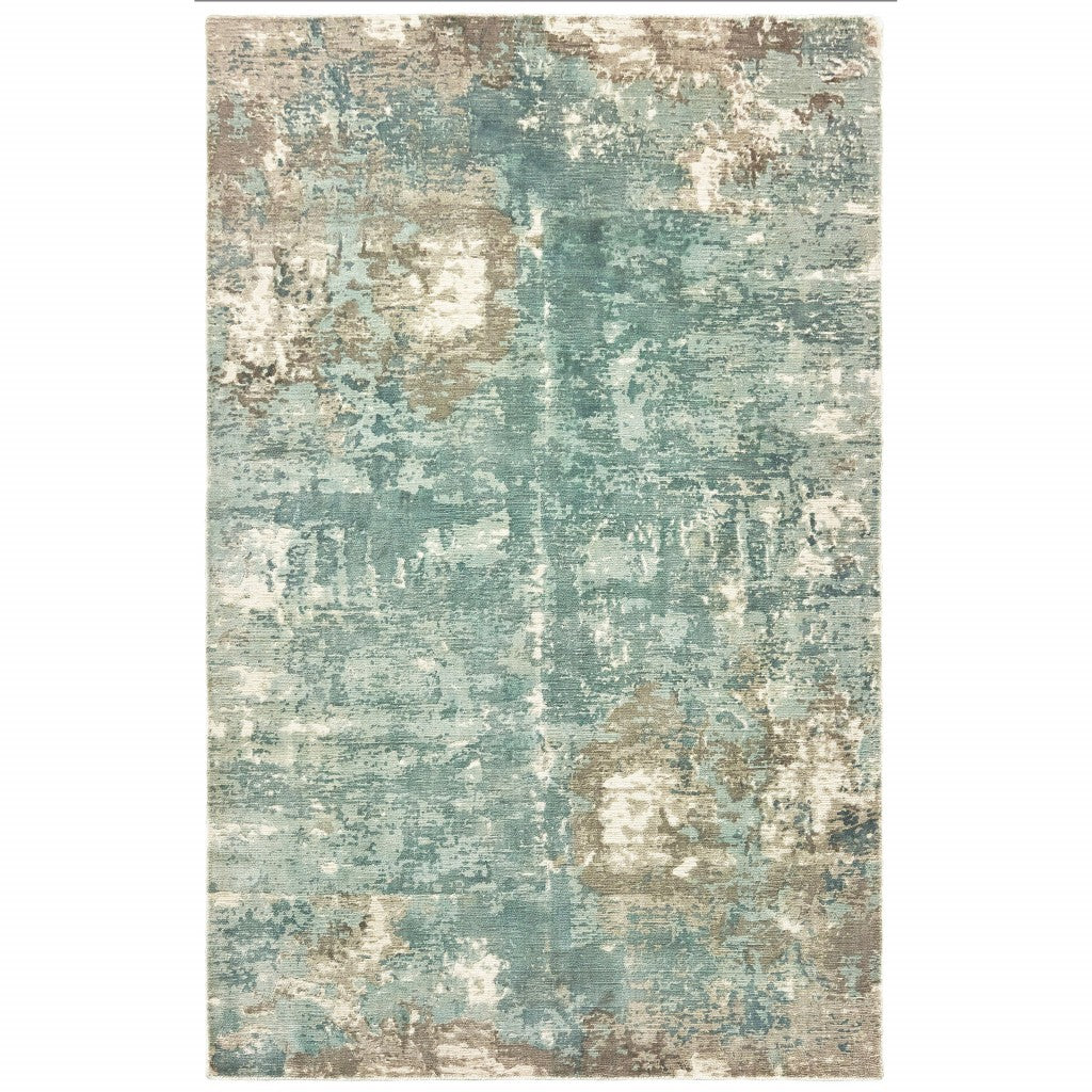 Blue and Gray Abstract Pattern Indoor Area Rug, 10'x14'