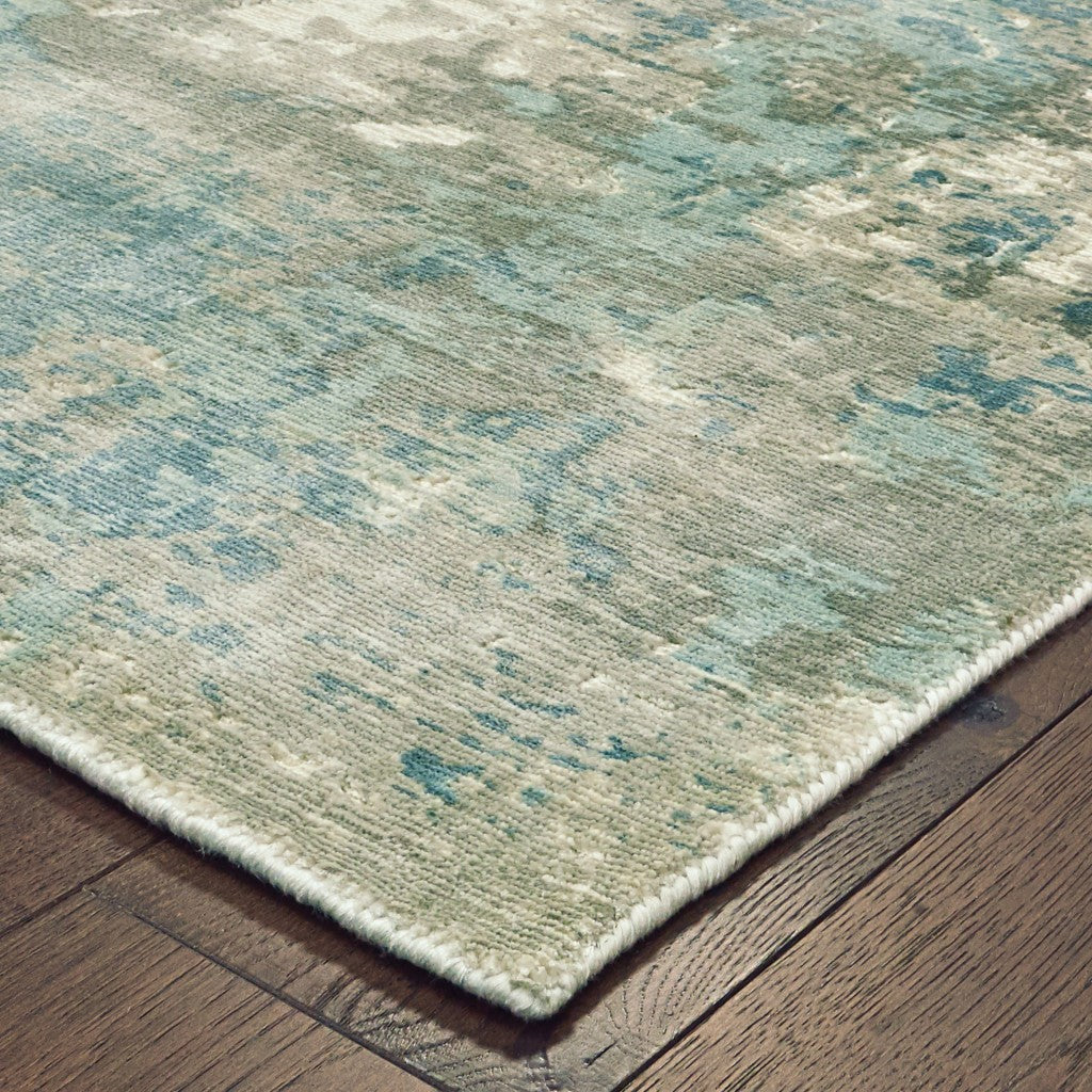 Blue and Gray Abstract Pattern Indoor Area Rug, 10'x14'