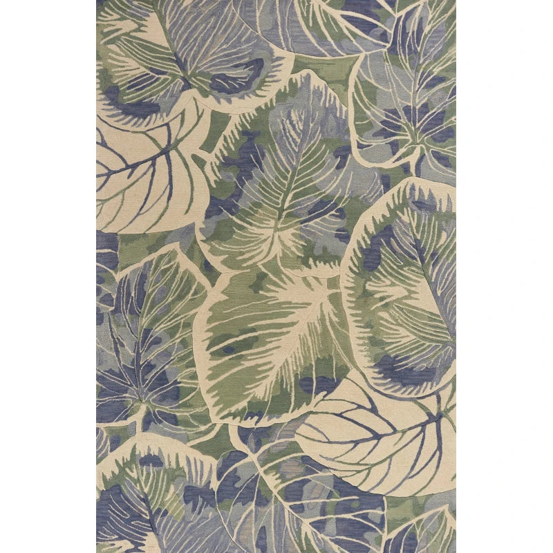 KAS Sparta Wool Floral Blue Green Area Rug 7'9"x9'6"